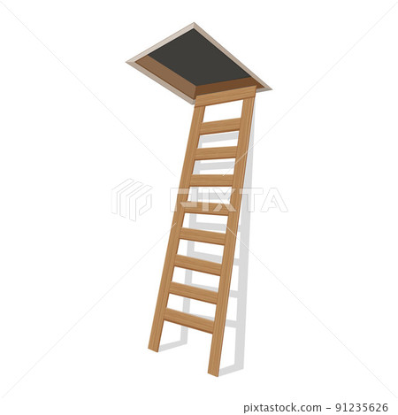 wooden ladder to the attic vector illustration isolated on white background 91235626