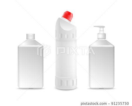 Plastic bottle with cleaner product. Mock-up vector illustration 91235730