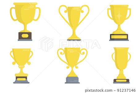 Winner trophy icon set.The gold trophy is a symbol of victory in sporting event Winner trophy icon set.The gold trophy is a symbol of victory in sporting event 91237146