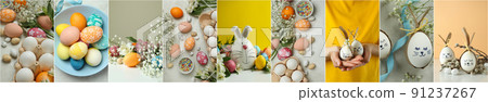 Collage of Easter compositions, different angle and backgrounds Collage of Easter compositions, different angle and backgrounds 91237267