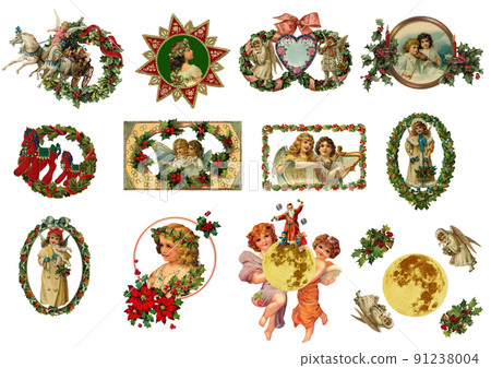 Vintage collage Christmas frame 91238004