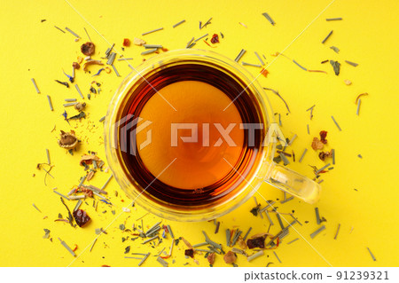 Concept of hot drink with tea, close up Concept of hot drink with tea, close up 91239321
