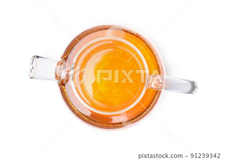 Glass teapot isolated on white background, top view Glass teapot isolated on white background, top view 91239342
