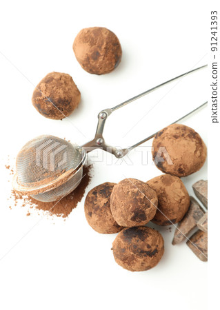 Concept of sweets with truffles on white background 91241393