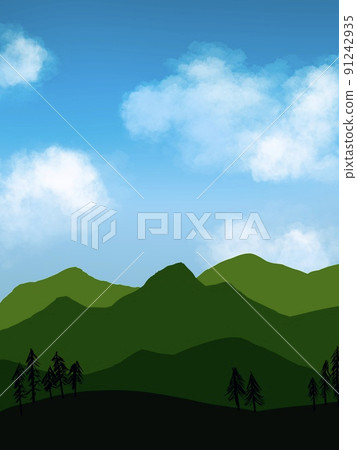Summer blue sky and clear mountain background Camping outdoor hiking 91242935