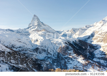 View of the Matterhorn during the day in winter. Zermatt, Switzerland 91243596