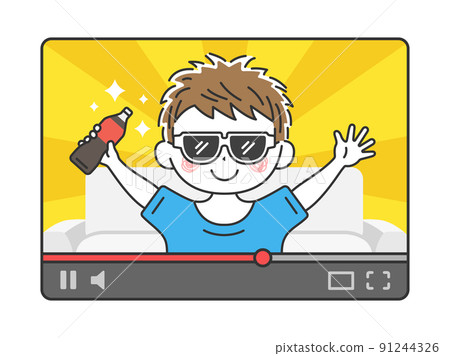 一名男子戴著墨鏡進行視頻分發的插圖 91244326