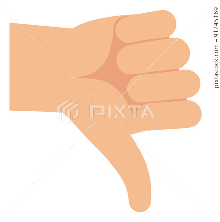Dislike hand gesture. Thumb down flat icon Dislike hand gesture. Thumb down flat icon 91245169
