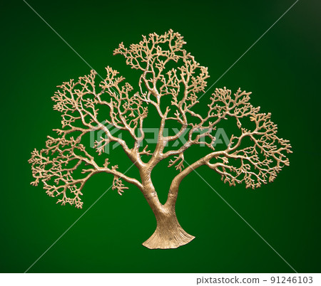 gold tree on green 91246103