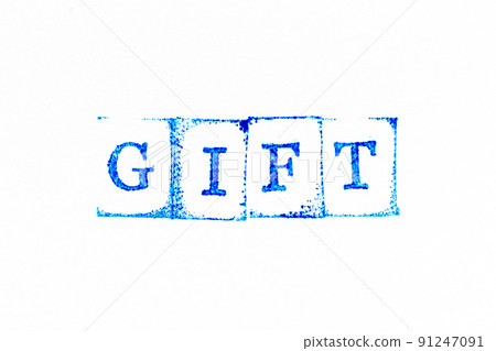 Blue color ink rubber stamp in word gift on white paper background 91247091