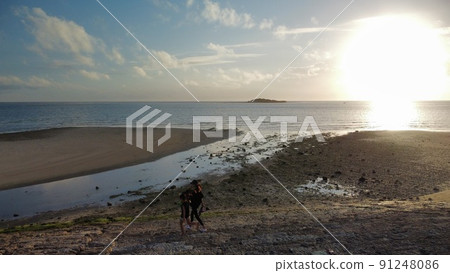 Aerial view of the sea with a drone Aerial view of the sea with a drone 91248086