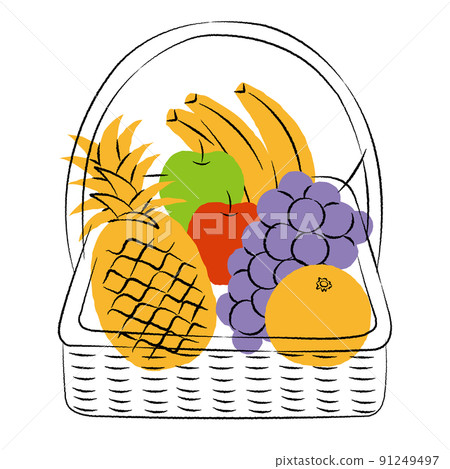 Illustration of fruit in a basket ｜ Vector 91249497