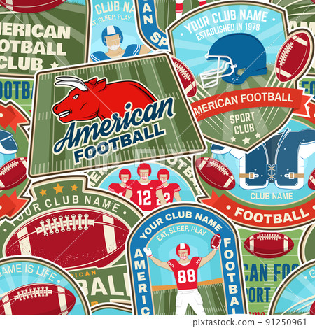 American football or rugby club embroidery patch Vector Image