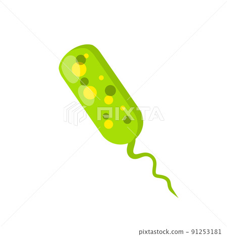 Virus and green bacteria. Causative agent. Cartoon flat illustration Virus and green bacteria. Causative agent. Cartoon flat illustration 91253181