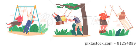 Set of Funny Senior Characters Swing, Old Man and Woman Having Outdoors Fun Swinging on Seesaw. Carefree Elderly Couple Set of Funny Senior Characters Swing, Old Man and Woman Having Outdoors Fun Swinging on Seesaw. Carefree Elderly Couple 91254889
