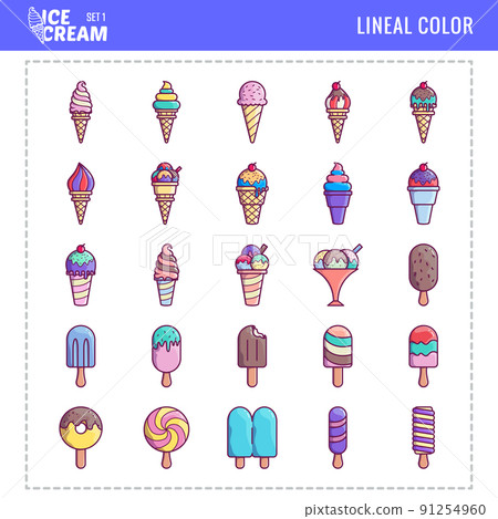 25 Ice Cream Icons Set 1, Lineal Color Ice Cream Icons Pack 25 Ice Cream Icons Set 1, Lineal Color Ice Cream Icons Pack 91254960