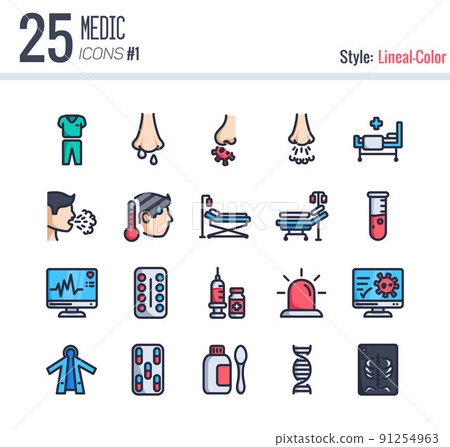 25 Medic Icon Pack #1 Style Lineal-Color, lineal color medic icon 91254963