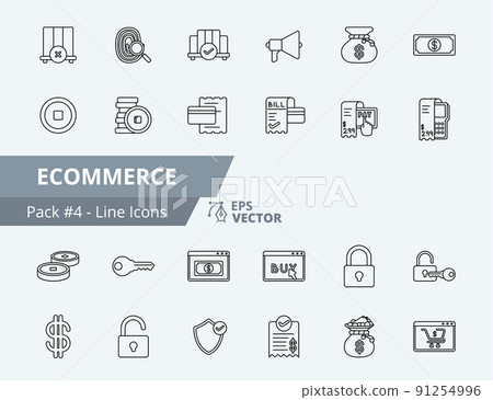 Ecommerce Icon Pack 4, 24 Ecommerce Line Icons set Ecommerce Icon Pack 4, 24 Ecommerce Line Icons set 91254996