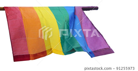 The rainbow flag, gay pride or LGBTQ symbol isolated on white background 91255973
