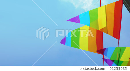 Rainbow flag ribbons. Decoration for celebration of the LGBTQ Pride 91255985