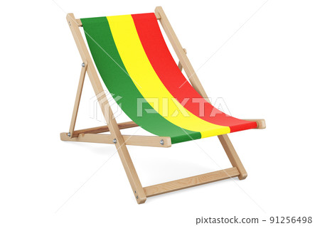 Deckchair with Bolivian flag. Bolivia vacation, tours, travel packages, concept. 3D rendering 91256498