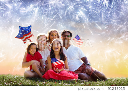 American family on Independence Day. 4th of July. American family on Independence Day. 4th of July. 91258015