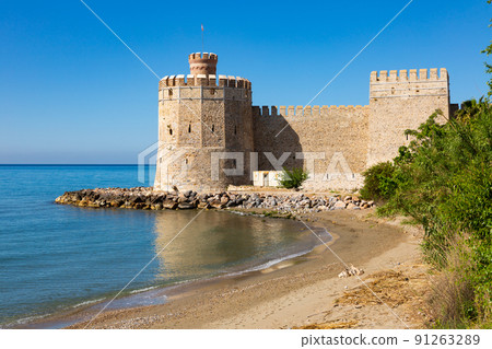 Stone walls of Mamure Castle on Mediterranean coast Stone walls of Mamure Castle on Mediterranean coast 91263289
