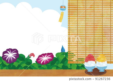 Summer greetings, morning glory and shaved ice Summer greetings, morning glory and shaved ice 91267236