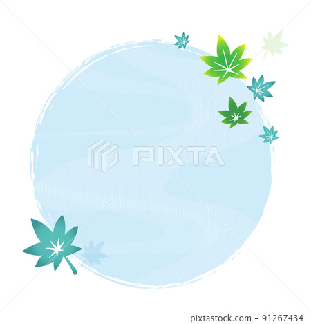 夏季藍色秋葉的圖像插圖素材 91267434