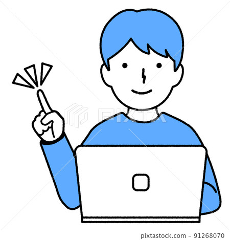 Boy using a computer / pointing - Stock Illustration [91268070] - PIXTA