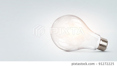 Light bulb on light blue background Light bulb on light blue background 91272225
