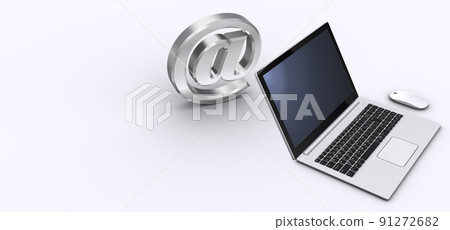 At sign and laptop - Stock Illustration [91272682] - PIXTA