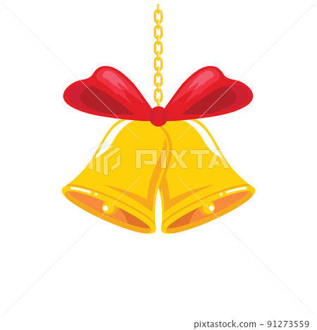 Christmas bells with red ribbon Vectors element concept design template 91273559