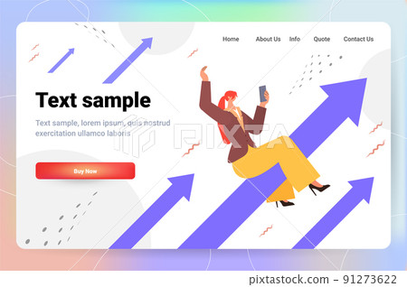 businesswoman using smartphone on upward arrows financial growth business development concept businesswoman using smartphone on upward arrows financial growth business development concept 91273622