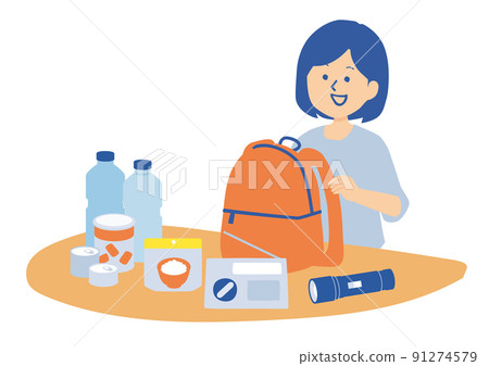 一個女人為災難做準備的插圖 91274579