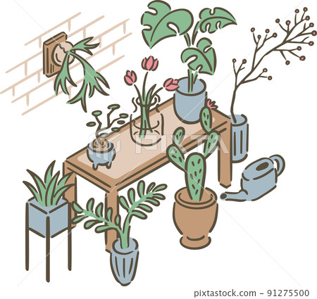 Houseplant section. Isometric illustration. Houseplant section. Isometric illustration. 91275500