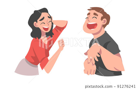 Laughing Out Loud Man and Woman Character Feeling Amused and Full of Fun Vector Set Laughing Out Loud Man and Woman Character Feeling Amused and Full of Fun Vector Set 91276241