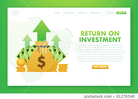 Profit money or budget. Cash and rising graph arrow up, concept of business success. Capital earnings, benefit. Vector illustration Profit money or budget. Cash and rising graph arrow up, concept of business success. Capital earnings, benefit. Vector illustration 91276540