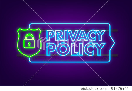 Flat icon with privacy policy. Neon icon. Isometric vector illustration 91276545