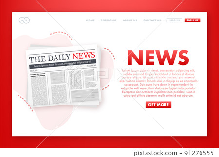 Vector mock up of a blank daily newspaper. Fully editable whole newspaper in clipping mask. Vector stock illustration 91276555