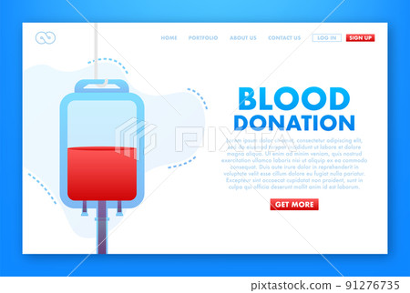 Blood package in flat style on white background. 3d realistic vector illustration. Flat vector isolated illustration. Blood package in flat style on white background. 3d realistic vector illustration. Flat vector isolated illustration. 91276735