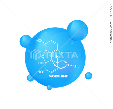 Morphine concept chemical formula icon label, text font vector illustration 91277223