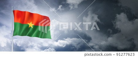 Burkina Faso flag on a cloudy sky Burkina Faso flag on a cloudy sky 91277623