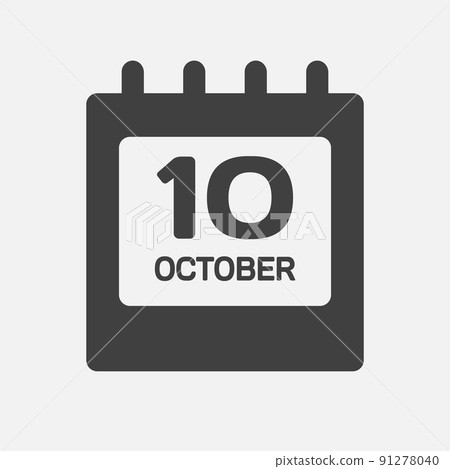 Icon page calendar day 10 October, template date 91278040