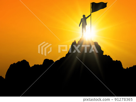 以峰會為目標的商人的剪影插圖 以峰會為目標的商人的剪影插圖 91278365