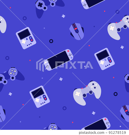 Seamless pattern with gamer equipment flat style, vector illustration 91278519