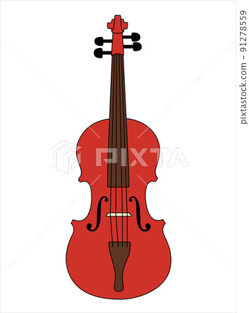 Violin. Silhouette of a classical violin. Stringed musical instrument. Flat vector cartoon style on isolated background. Violin. Silhouette of a classical violin. Stringed musical instrument. Flat vector cartoon style on isolated background. 91278559