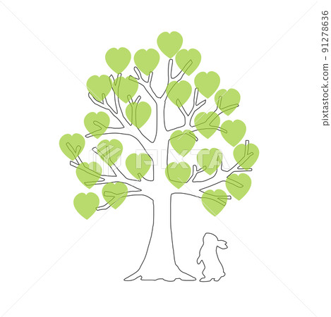 Rabbit and green heart tree Rabbit and green heart tree 91278636