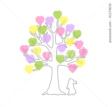 Rabbit and colorful heart tree Rabbit and colorful heart tree 91278638