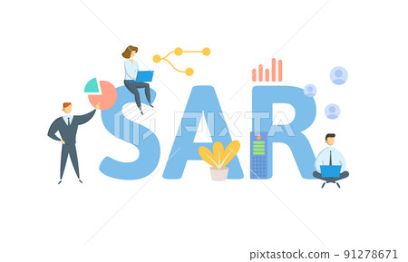 SAR, Suspicious Activity Report. Concept with keyword, people and icons. Flat vector illustration. Isolated on white. 91278671
